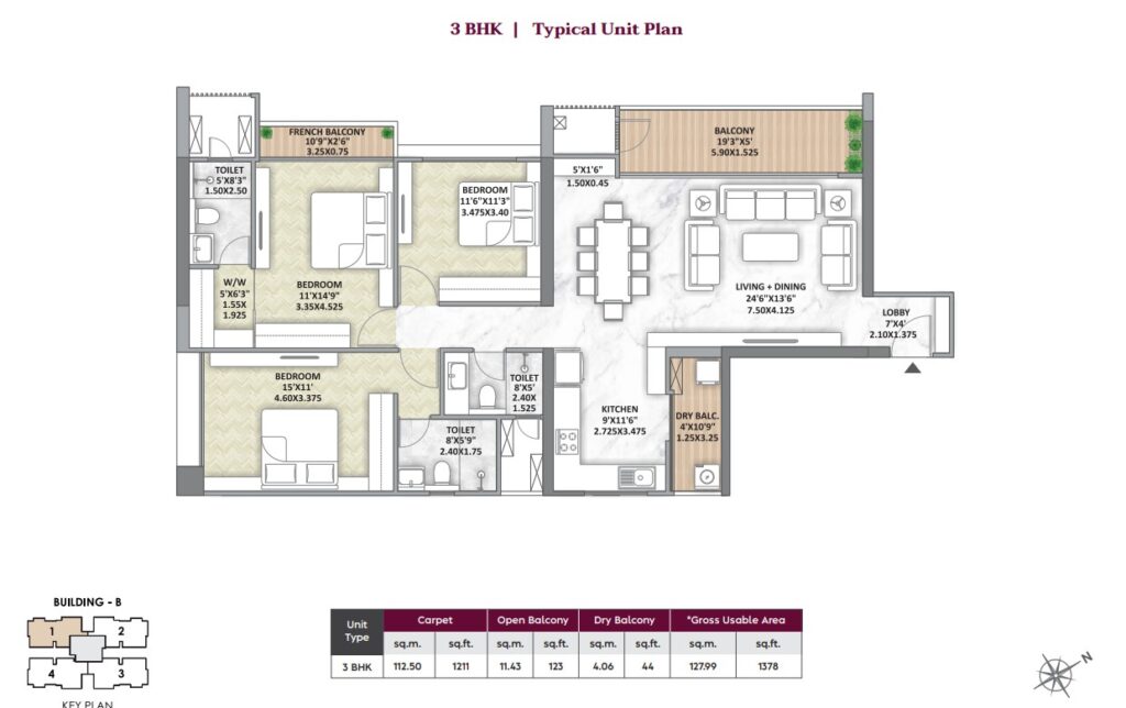 Mantra Myfair Residences 3 BHK